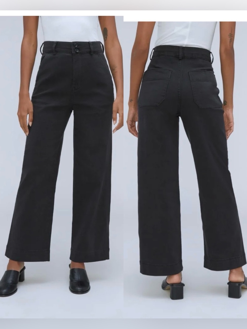 Everlane The Organic Cotton Wide Leg Pant in Navy , size 6